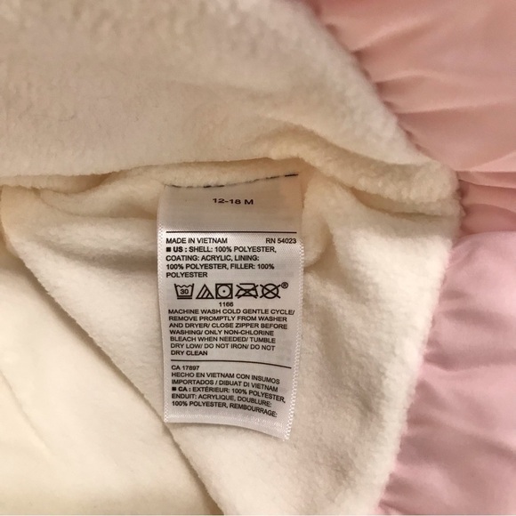 OLD NAVY Pink Frost-Free Hooded Quilted Puffer Jacket FLEECE Lined 12-18M NEW - Picture 4 of 5